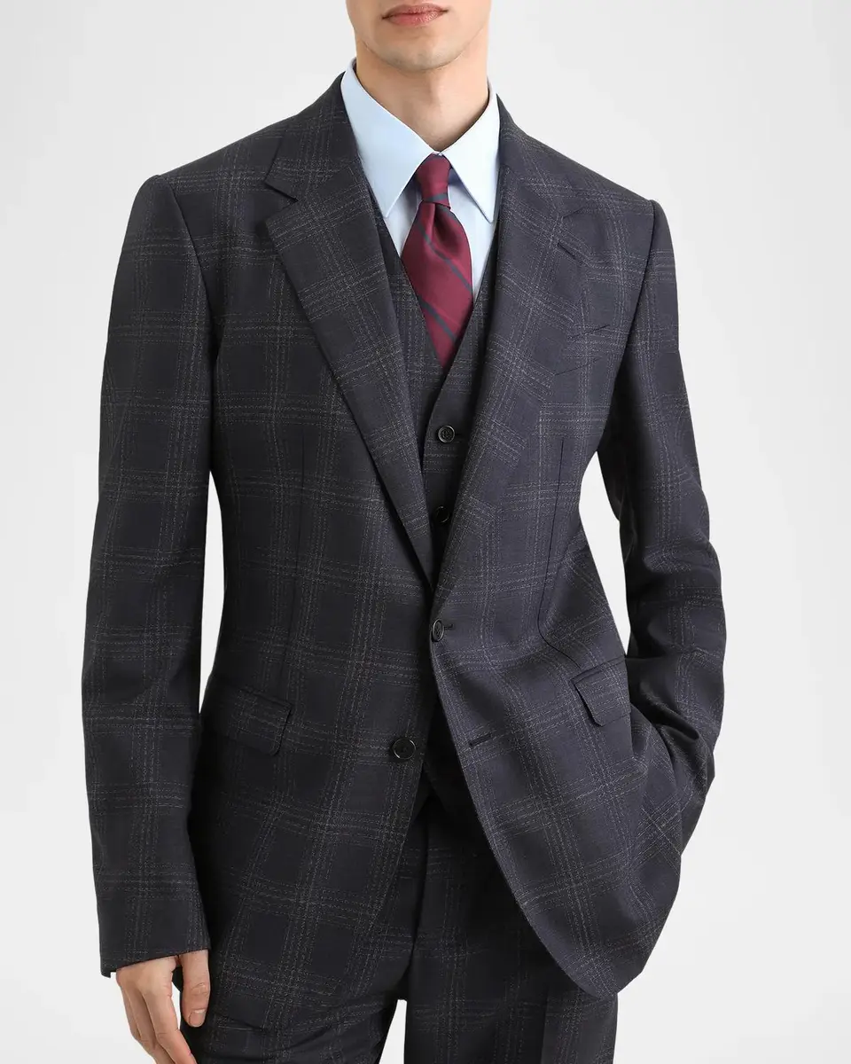 Dolce & Gabbana Men's Single-Breasted Plaid Three-Piece Suit | Thumbnail 4 Dolce & Gabbana Men's Single-Breasted Plaid Three-Piece Suit | Thumbnail 4