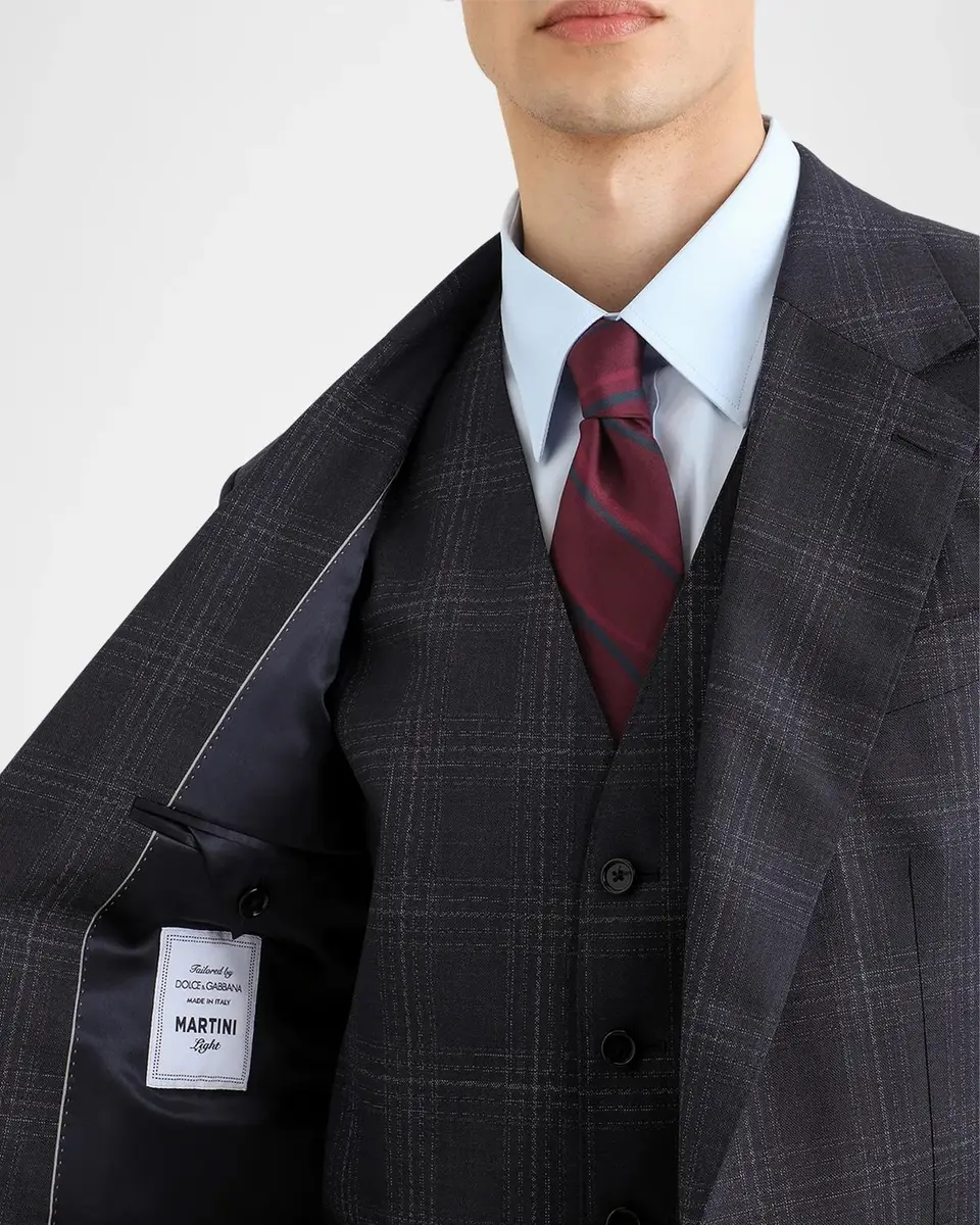 Dolce & Gabbana Men's Single-Breasted Plaid Three-Piece Suit | Thumbnail 8 Dolce & Gabbana Men's Single-Breasted Plaid Three-Piece Suit | Thumbnail 8