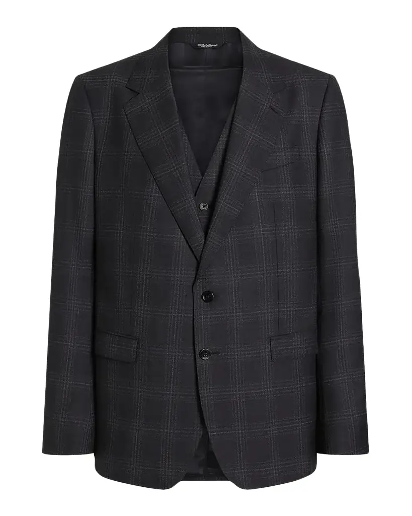 Dolce & Gabbana Men's Single-Breasted Plaid Three-Piece Suit
