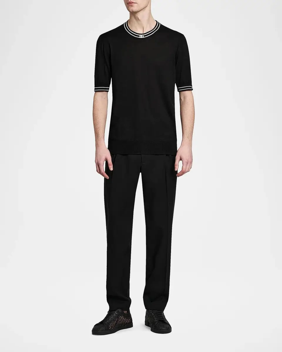 Dolce & Gabbana Men's Elasticized Stretch-Wool Straight-Leg Trousers | Thumbnail 2 Dolce & Gabbana Men's Elasticized Stretch-Wool Straight-Leg Trousers | Thumbnail 2