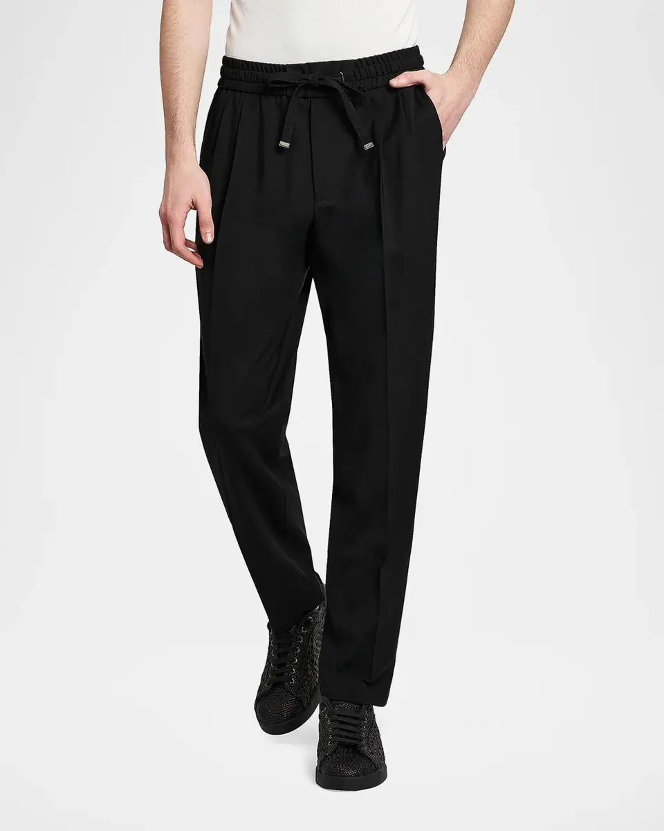 Dolce & Gabbana Men's Elasticized Stretch-Wool Straight-Leg Trousers | Thumbnail 4 Dolce & Gabbana Men's Elasticized Stretch-Wool Straight-Leg Trousers | Thumbnail 4