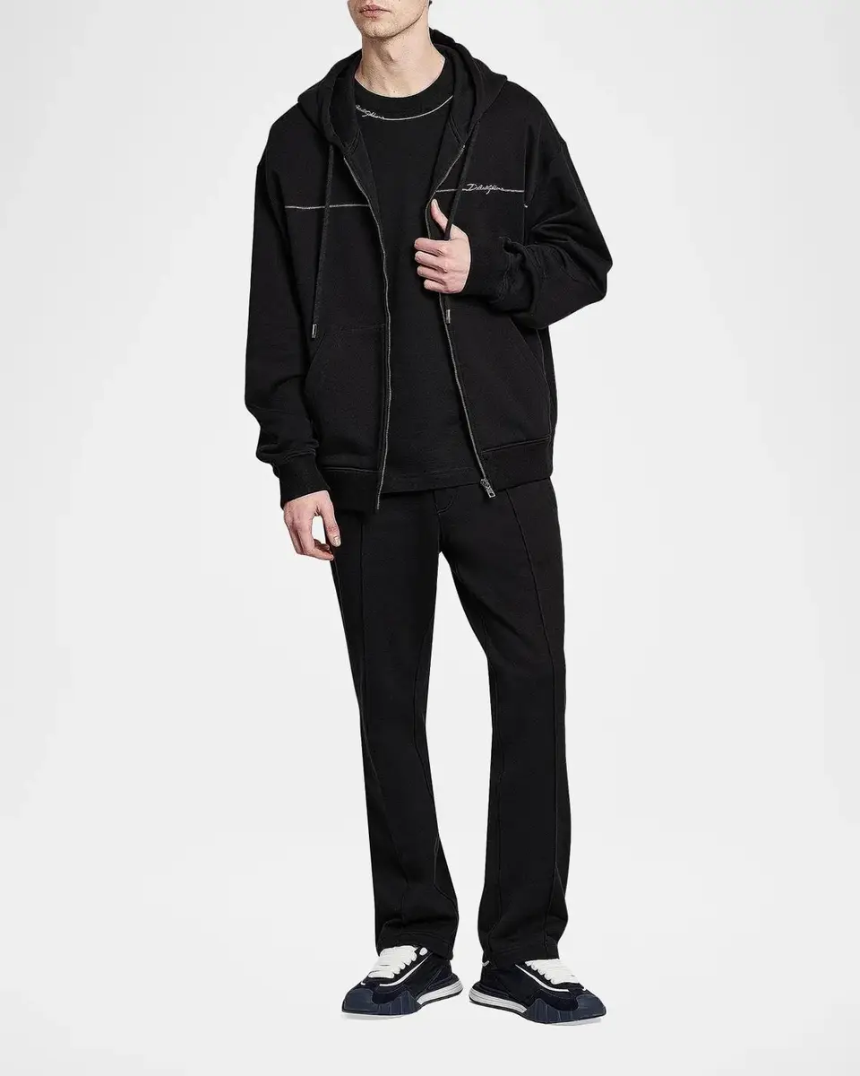 Dolce & Gabbana Men's Logo Cotton Zip-Front Hoodie | Thumbnail 2 Dolce & Gabbana Men's Logo Cotton Zip-Front Hoodie | Thumbnail 2