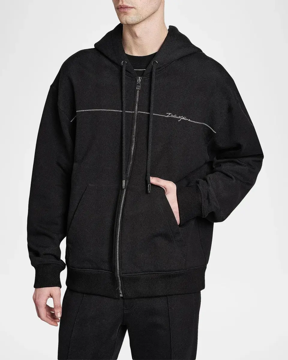 Dolce & Gabbana Men's Logo Cotton Zip-Front Hoodie | Thumbnail 6 Dolce & Gabbana Men's Logo Cotton Zip-Front Hoodie | Thumbnail 6