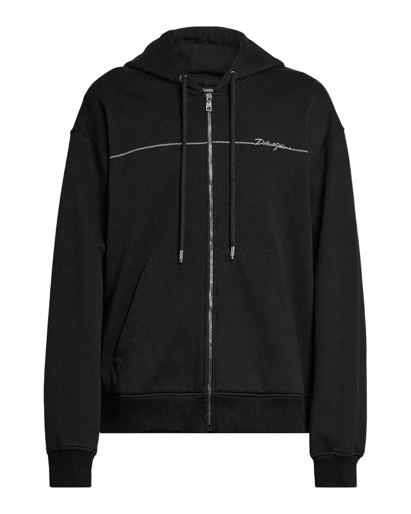 Dolce & Gabbana Men's Logo Cotton Zip-Front Hoodie
