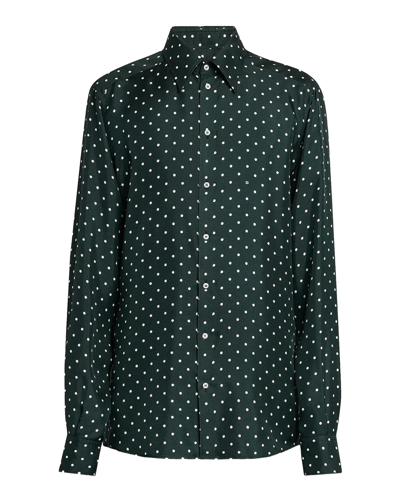Dolce & Gabbana Men's Polka Dot Silk Button-Front Shirt