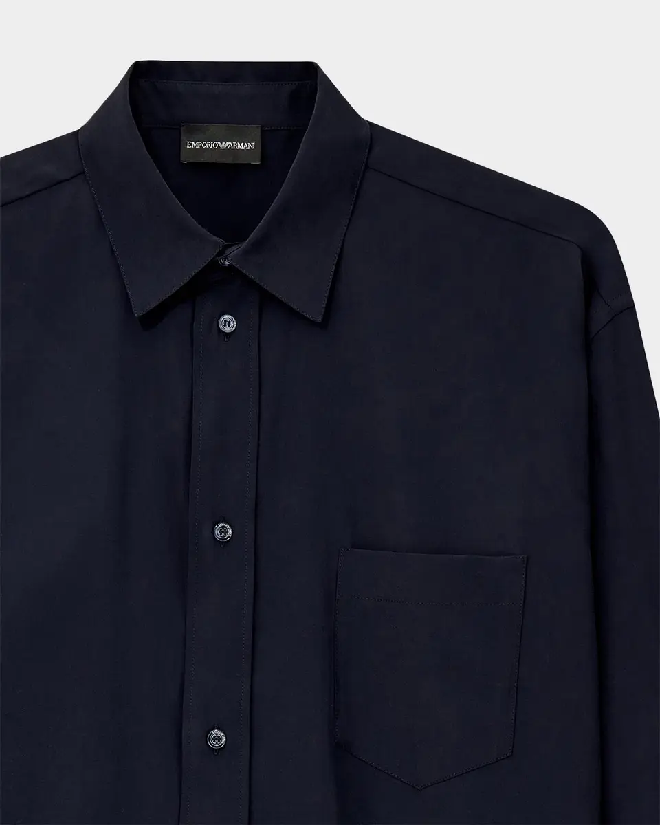 Emporio Armani Men's Solid Pocket Button-Front Shirt | Thumbnail 3 Emporio Armani Men's Solid Pocket Button-Front Shirt | Thumbnail 3