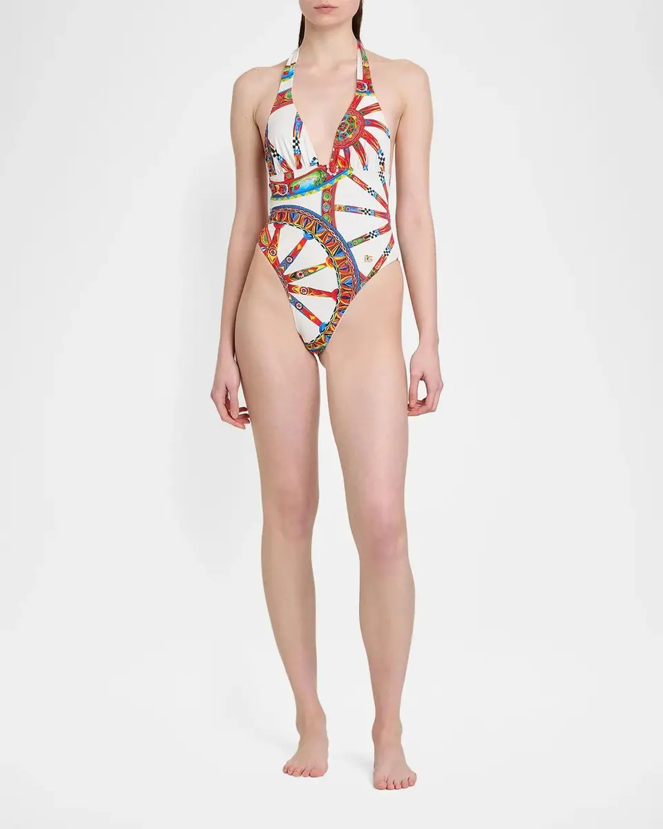 Dolce & Gabbana St. Carretto Halter One-Piece Swimsuit | Thumbnail 2