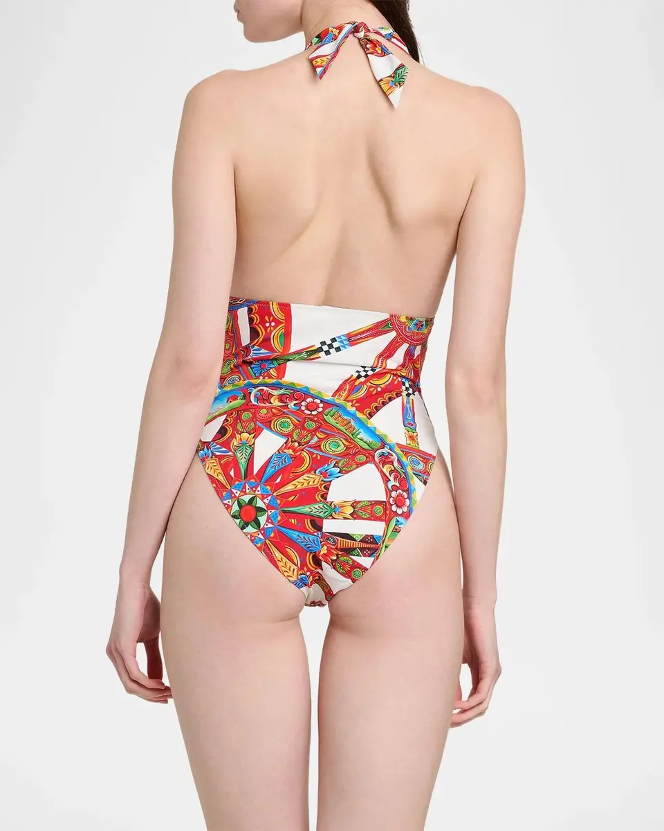 Dolce & Gabbana St. Carretto Halter One-Piece Swimsuit | Thumbnail 3