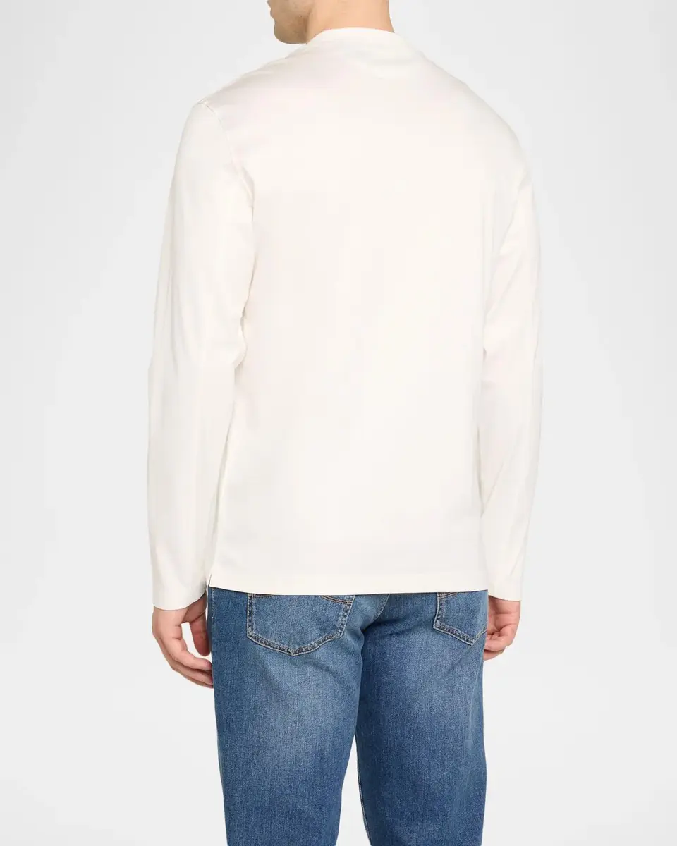 Brunello Cucinelli Men's Cotton Crest Mock Neck T-Shirt | Thumbnail 3 Brunello Cucinelli Men's Cotton Crest Mock Neck T-Shirt | Thumbnail 3