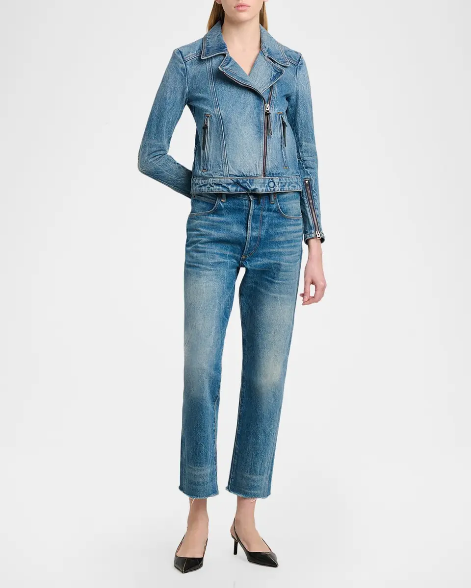 Tom Ford Stonewashed Denim Moto Jacket | Thumbnail 4 Tom Ford Stonewashed Denim Moto Jacket | Thumbnail 4