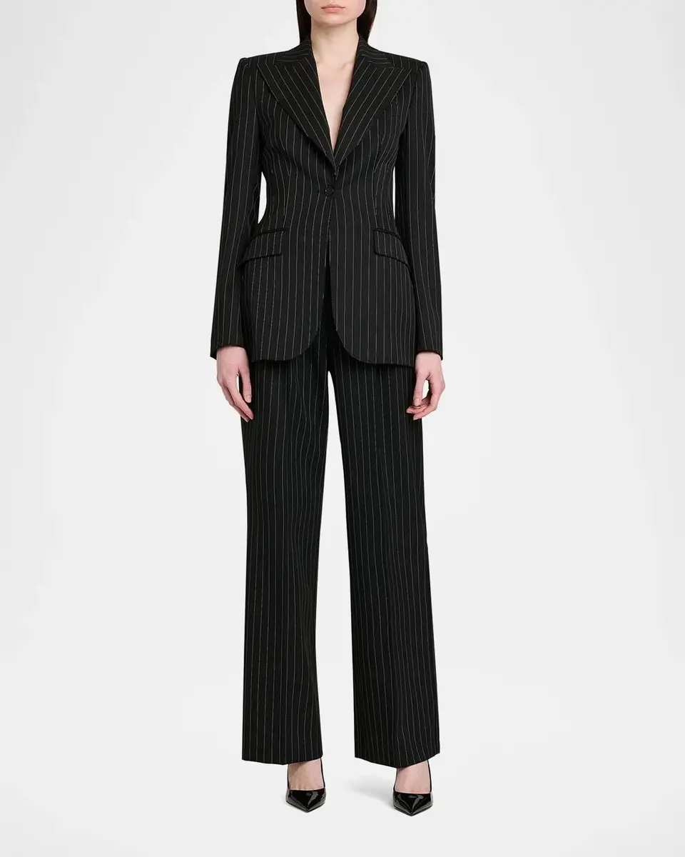 Dolce & Gabbana Pinstriped Stretch Virgin-Wool Single-Breasted Blazer | Thumbnail 2 Dolce & Gabbana Pinstriped Stretch Virgin-Wool Single-Breasted Blazer | Thumbnail 2
