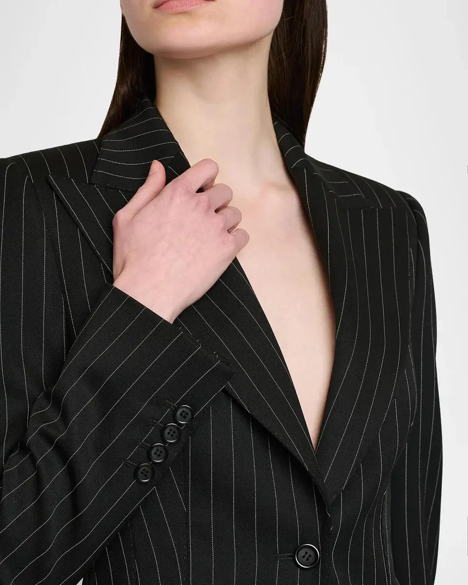 Dolce & Gabbana Pinstriped Stretch Virgin-Wool Single-Breasted Blazer | Thumbnail 4 Dolce & Gabbana Pinstriped Stretch Virgin-Wool Single-Breasted Blazer | Thumbnail 4