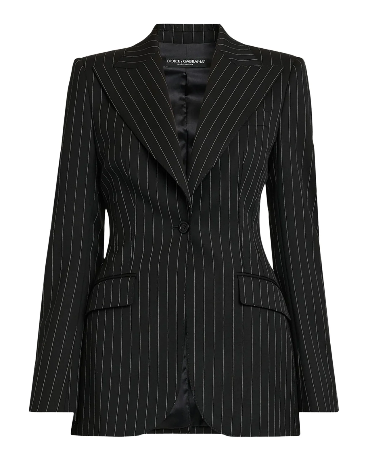 Pinstriped Stretch Virgin-Wool Single-Breasted Blazer