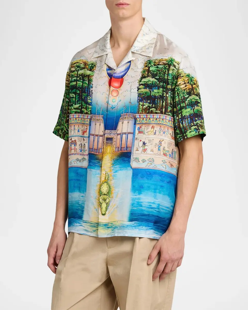 Casablanca Men's Trompe L 'Oeil Camp Shirt | Thumbnail 4