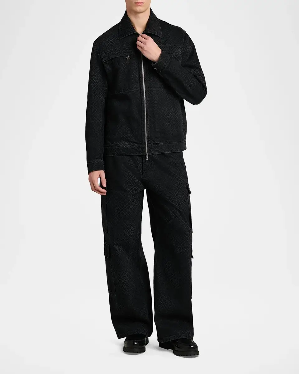 Casablanca Men's Monogram Full-Zip Denim Jacket | Thumbnail 2