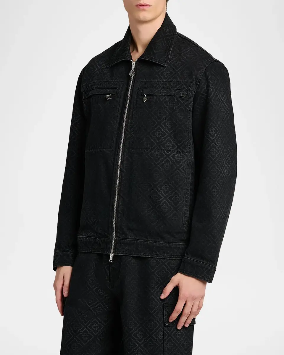 Casablanca Men's Monogram Full-Zip Denim Jacket | Thumbnail 4