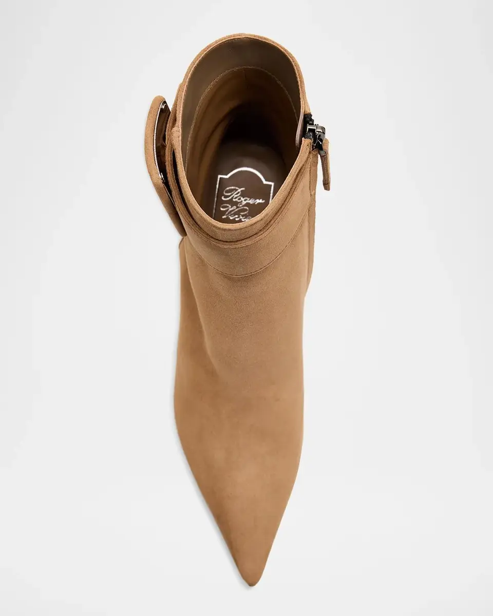 Roger Vivier Viv Ville 85MM Buckle-Detail Suede Ankle Boots | Thumbnail 5 Roger Vivier Viv Ville 85MM Buckle-Detail Suede Ankle Boots | Thumbnail 5