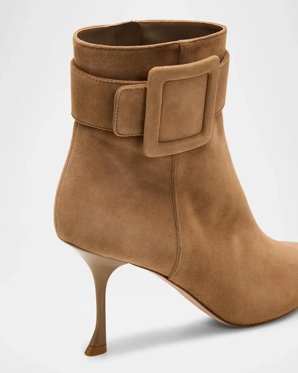 Roger Vivier Viv Ville 85MM Buckle-Detail Suede Ankle Boots | Thumbnail 6 Roger Vivier Viv Ville 85MM Buckle-Detail Suede Ankle Boots | Thumbnail 6