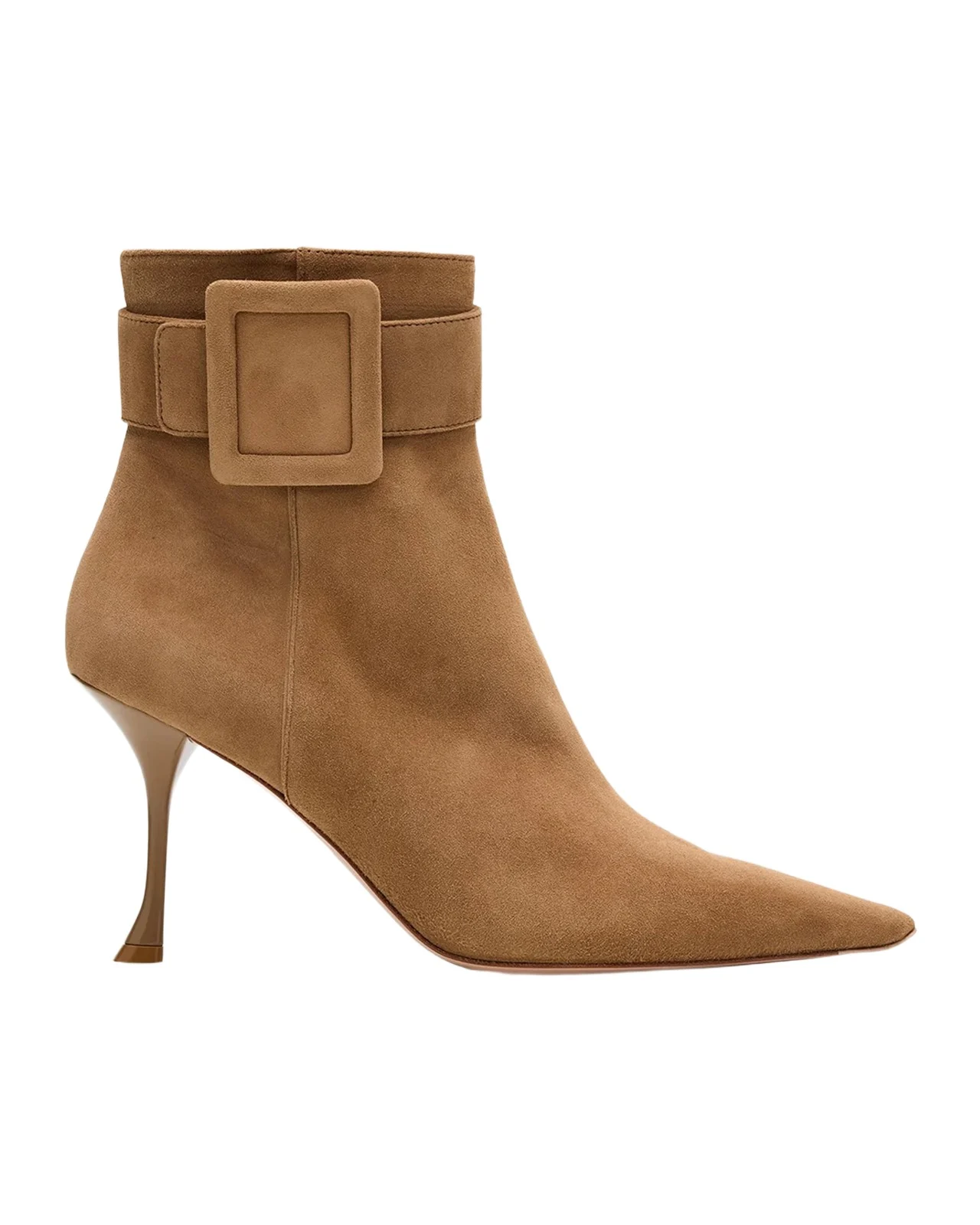 Roger Vivier Viv Ville 85MM Buckle-Detail Suede Ankle Boots