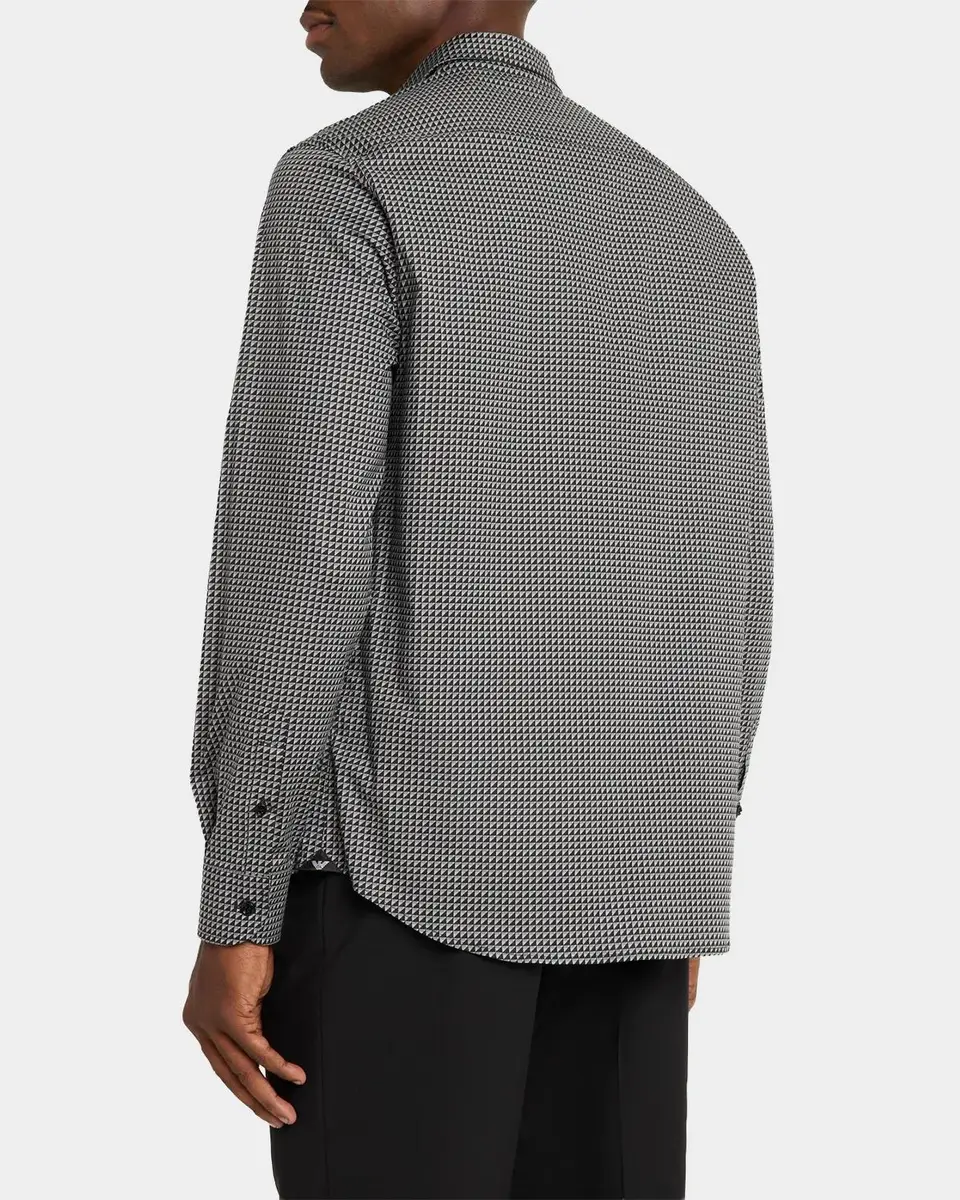 Emporio Armani Men's Contrast Geometric Button-Front Shirt | Thumbnail 3 Emporio Armani Men's Contrast Geometric Button-Front Shirt | Thumbnail 3