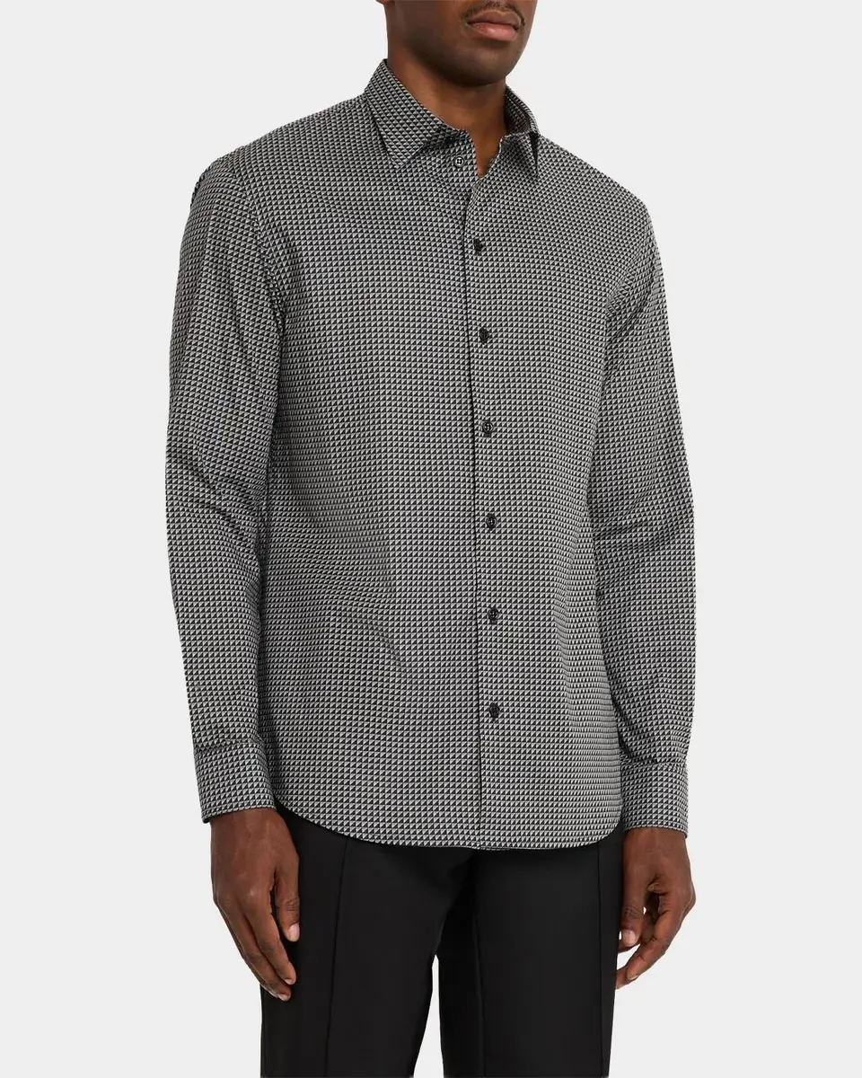 Emporio Armani Men's Contrast Geometric Button-Front Shirt | Thumbnail 4 Emporio Armani Men's Contrast Geometric Button-Front Shirt | Thumbnail 4