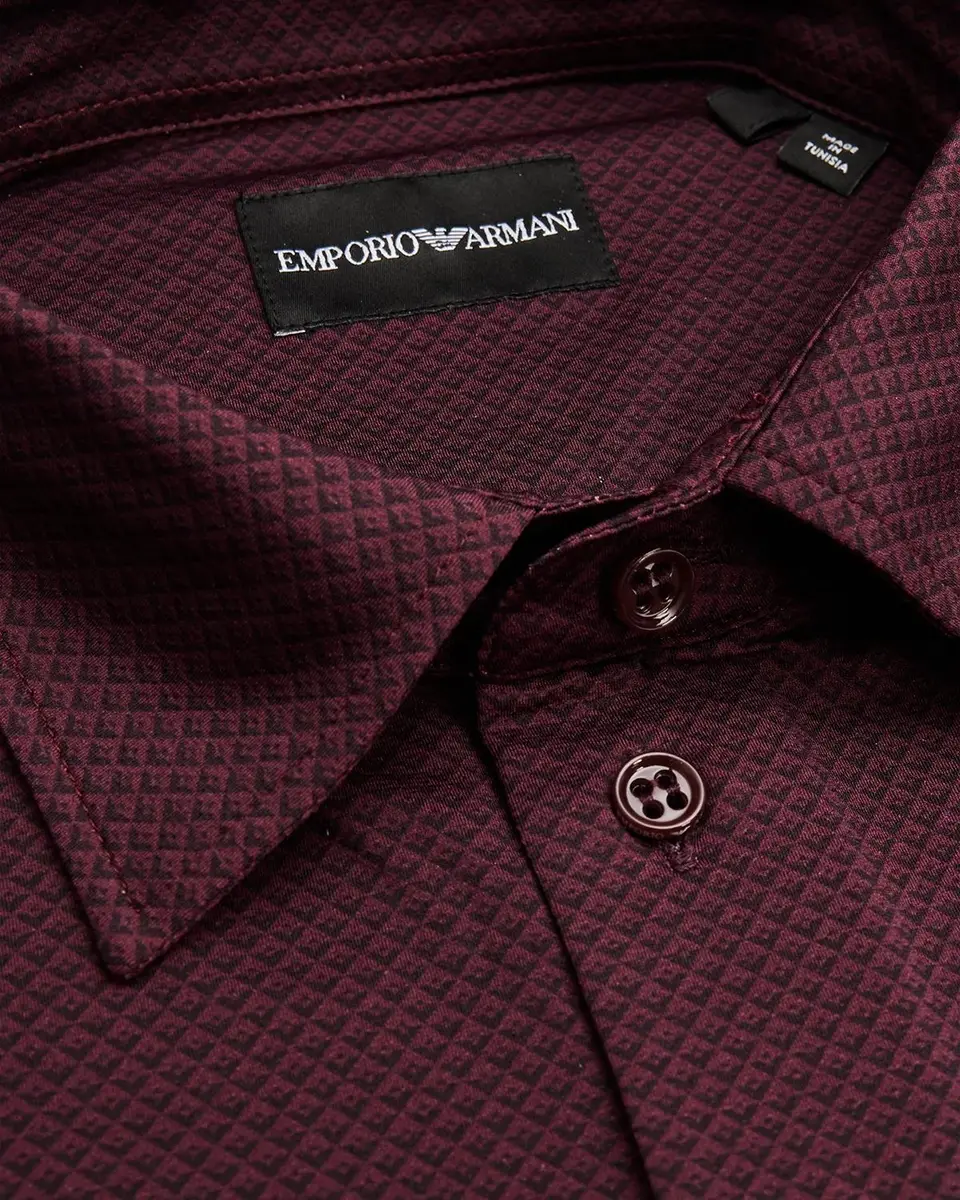 Emporio Armani Men's Cotton Micro-Jacquard Dress Shirt | Thumbnail 2 Emporio Armani Men's Cotton Micro-Jacquard Dress Shirt | Thumbnail 2