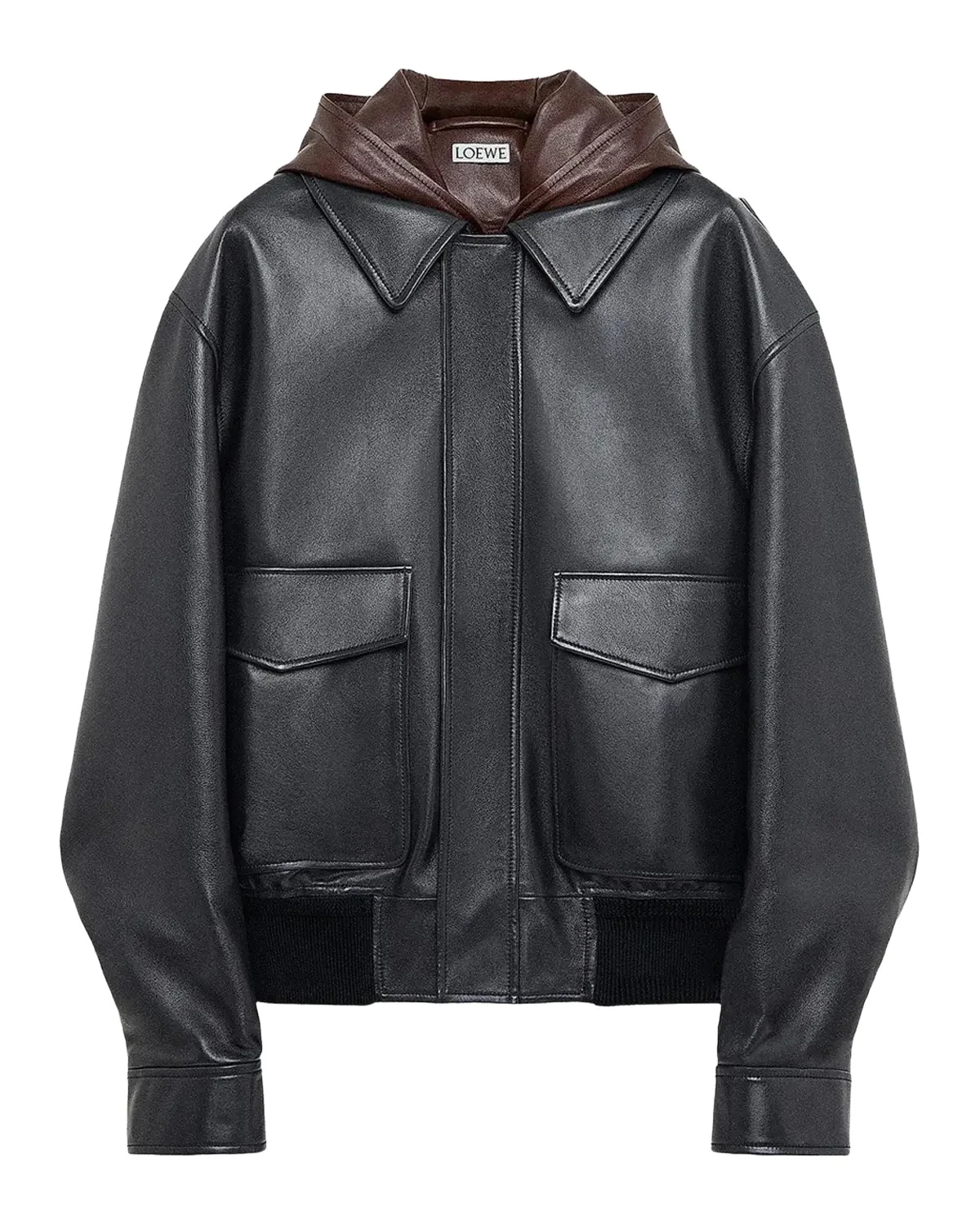 Loewe Men's Leather Hooded Jacket