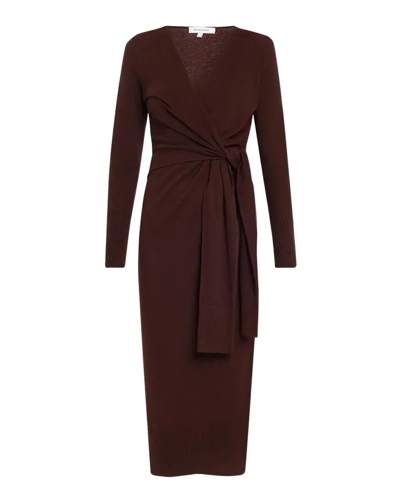 Veronica Beard Salomez Knit Wrap Midi Dress