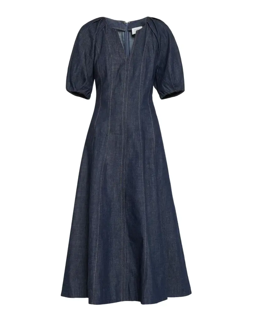 Piper Chambray Denim Fit-&-Flare Midi Dress