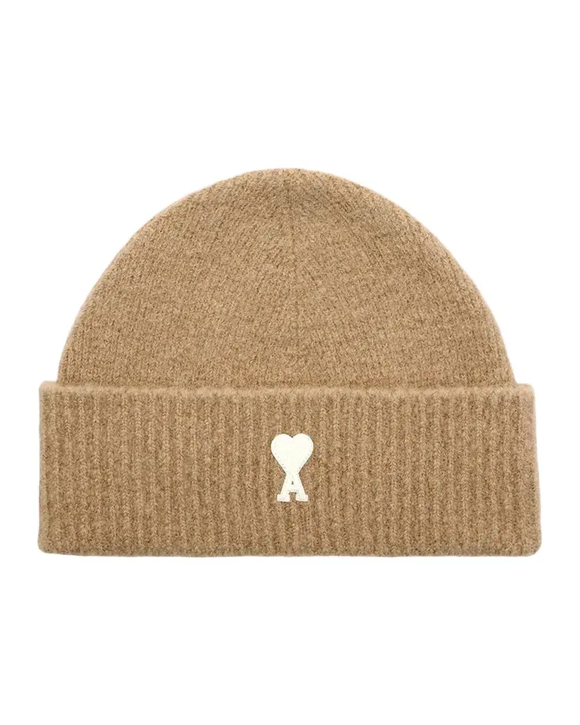 AMI PARIS Logo Alpaca-Blend Knit Beanie Hat