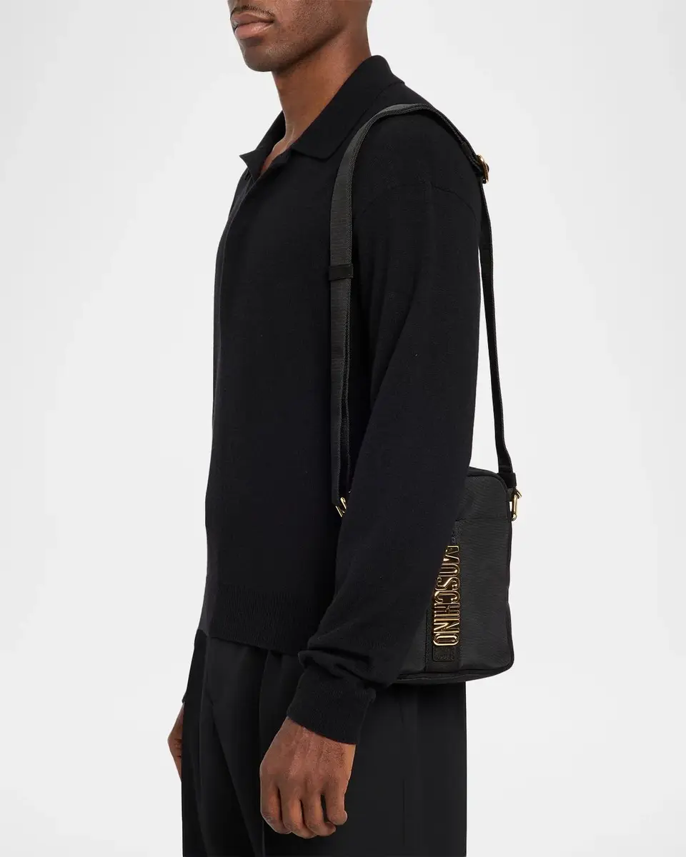 MOSCHINO Men's Metal-Logo Crossbody Bag | Thumbnail 2 MOSCHINO Men's Metal-Logo Crossbody Bag | Thumbnail 2