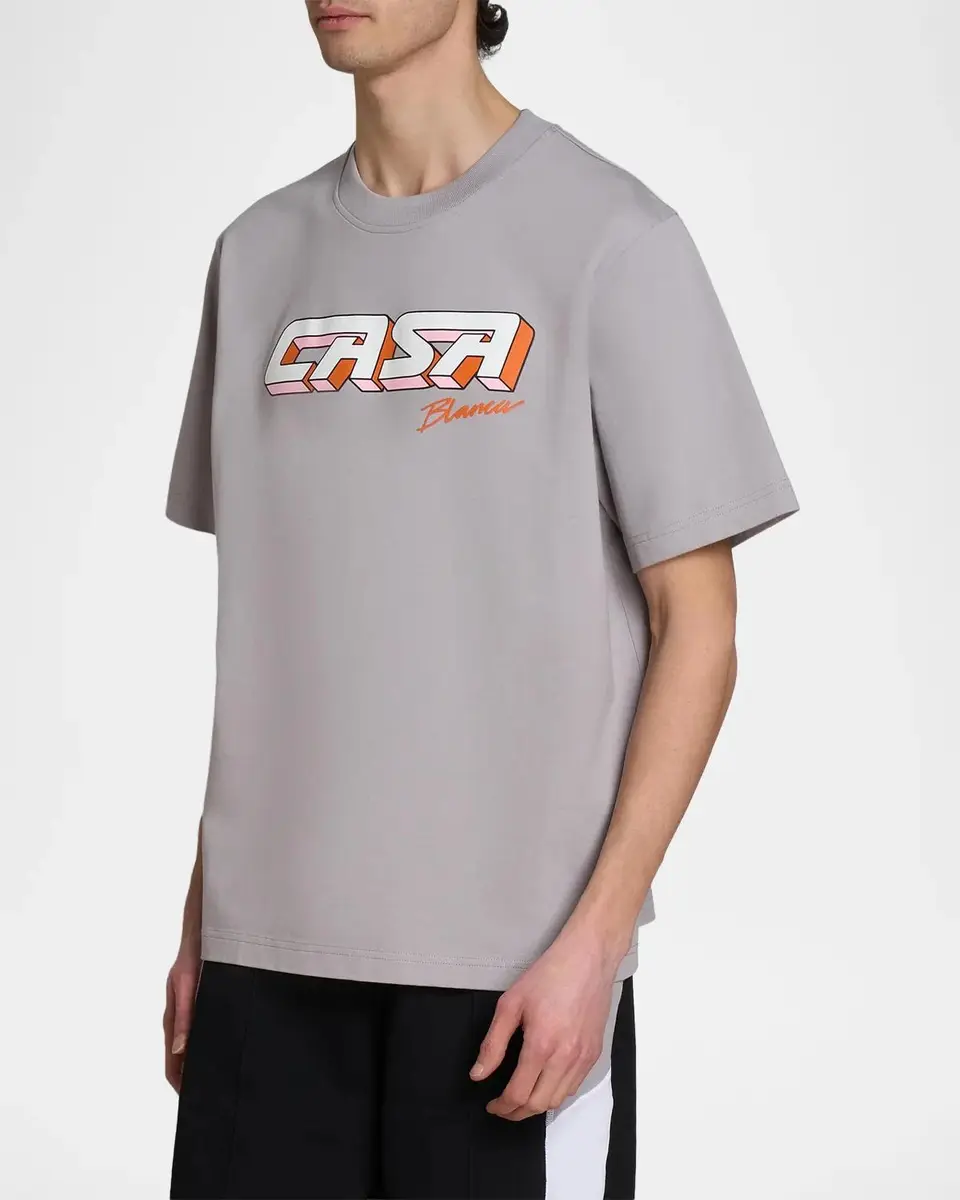 Casablanca Men's Casa Racing 3D Printed Cotton Crewneck T-Shirt | Thumbnail 3 Casablanca Men's Casa Racing 3D Printed Cotton Crewneck T-Shirt | Thumbnail 3
