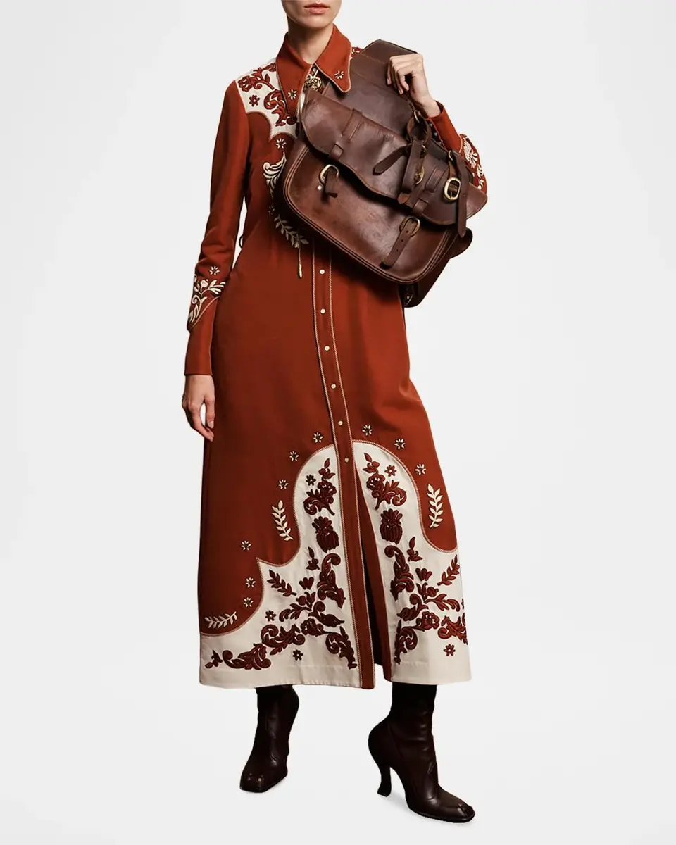 ALÉMAIS Duke Embroidered Maxi Shirtdress | Thumbnail 2