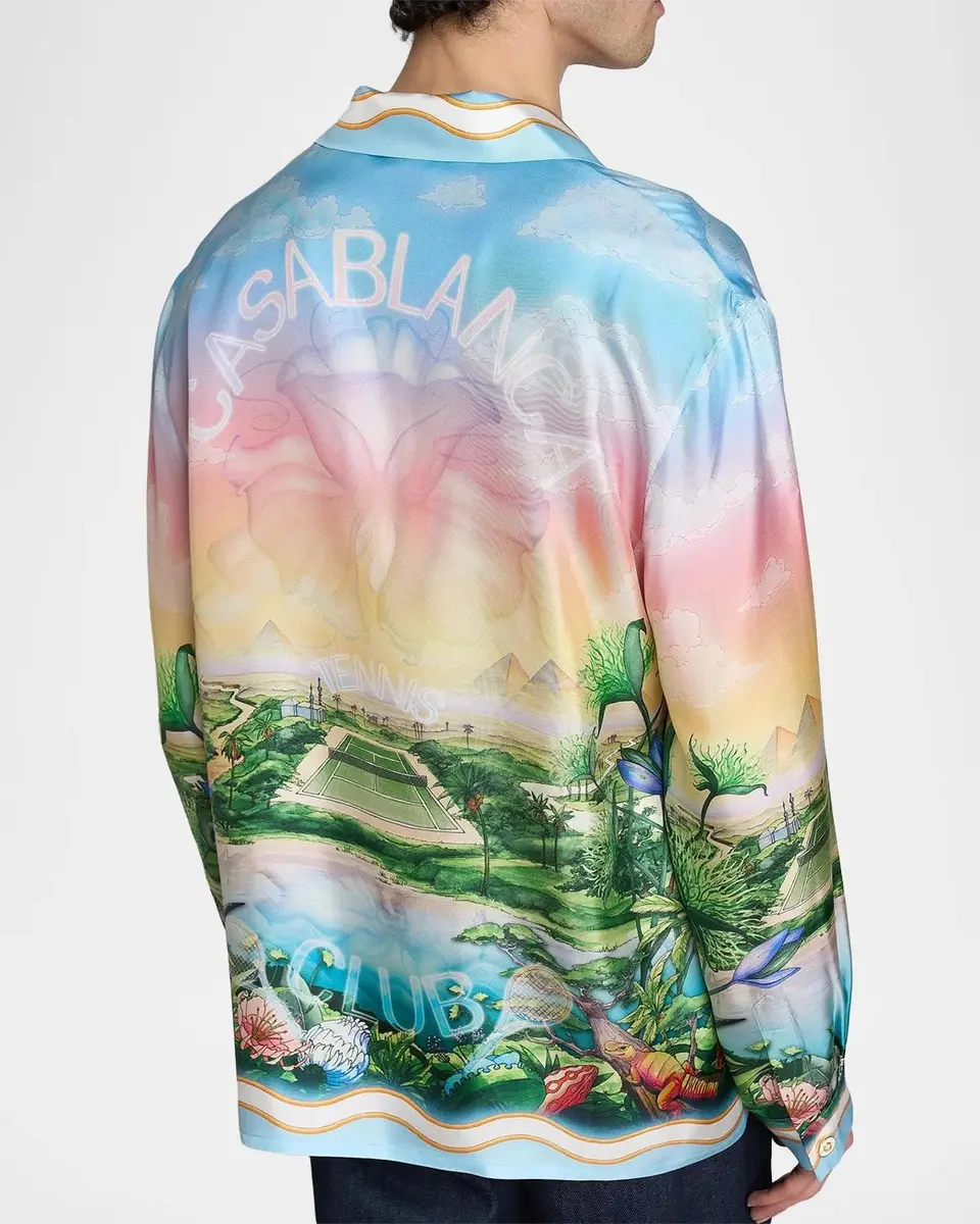 Casablanca Men's Silk Long-Sleeve Camp Shirt | Thumbnail 3 Casablanca Men's Silk Long-Sleeve Camp Shirt | Thumbnail 3