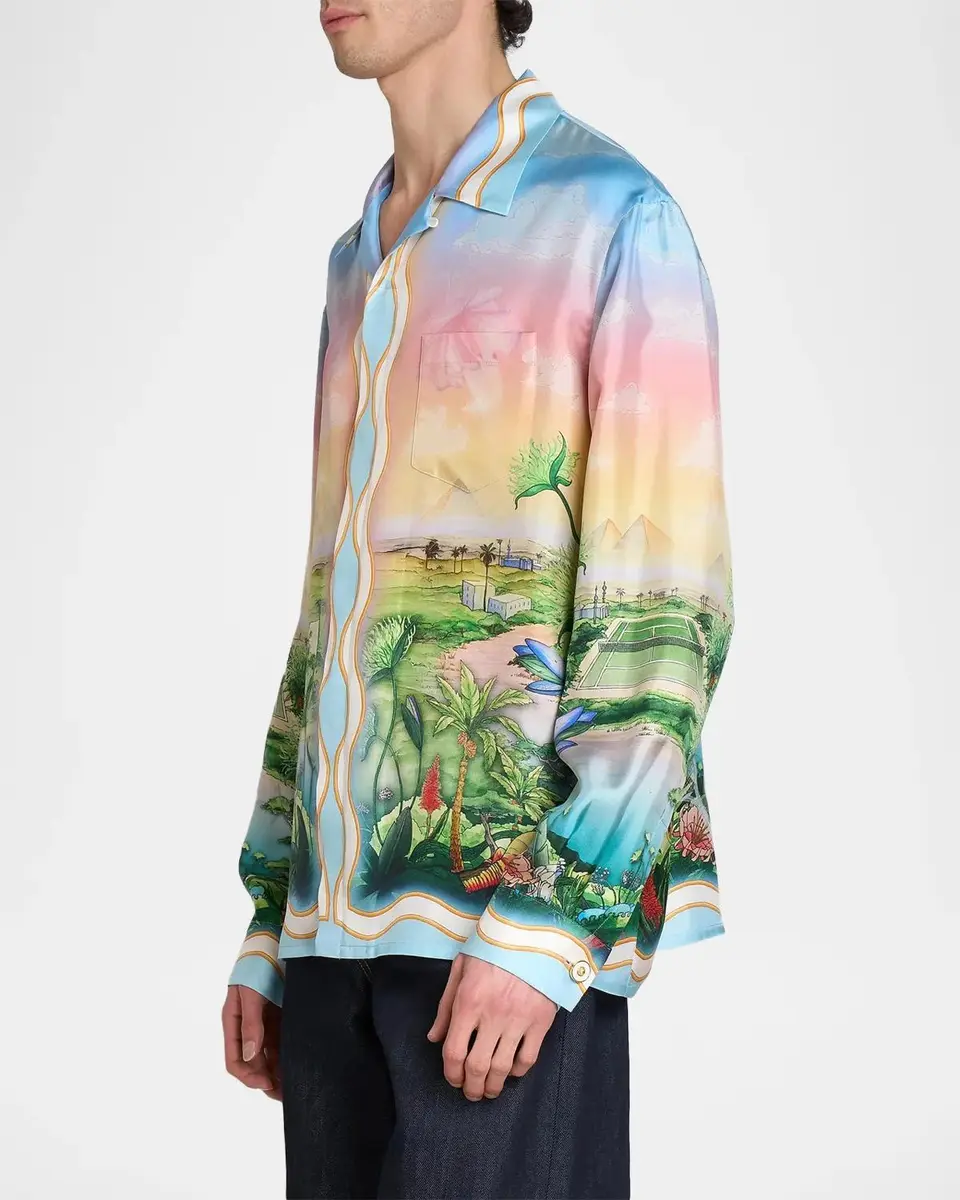 Casablanca Men's Silk Long-Sleeve Camp Shirt | Thumbnail 5 Casablanca Men's Silk Long-Sleeve Camp Shirt | Thumbnail 5