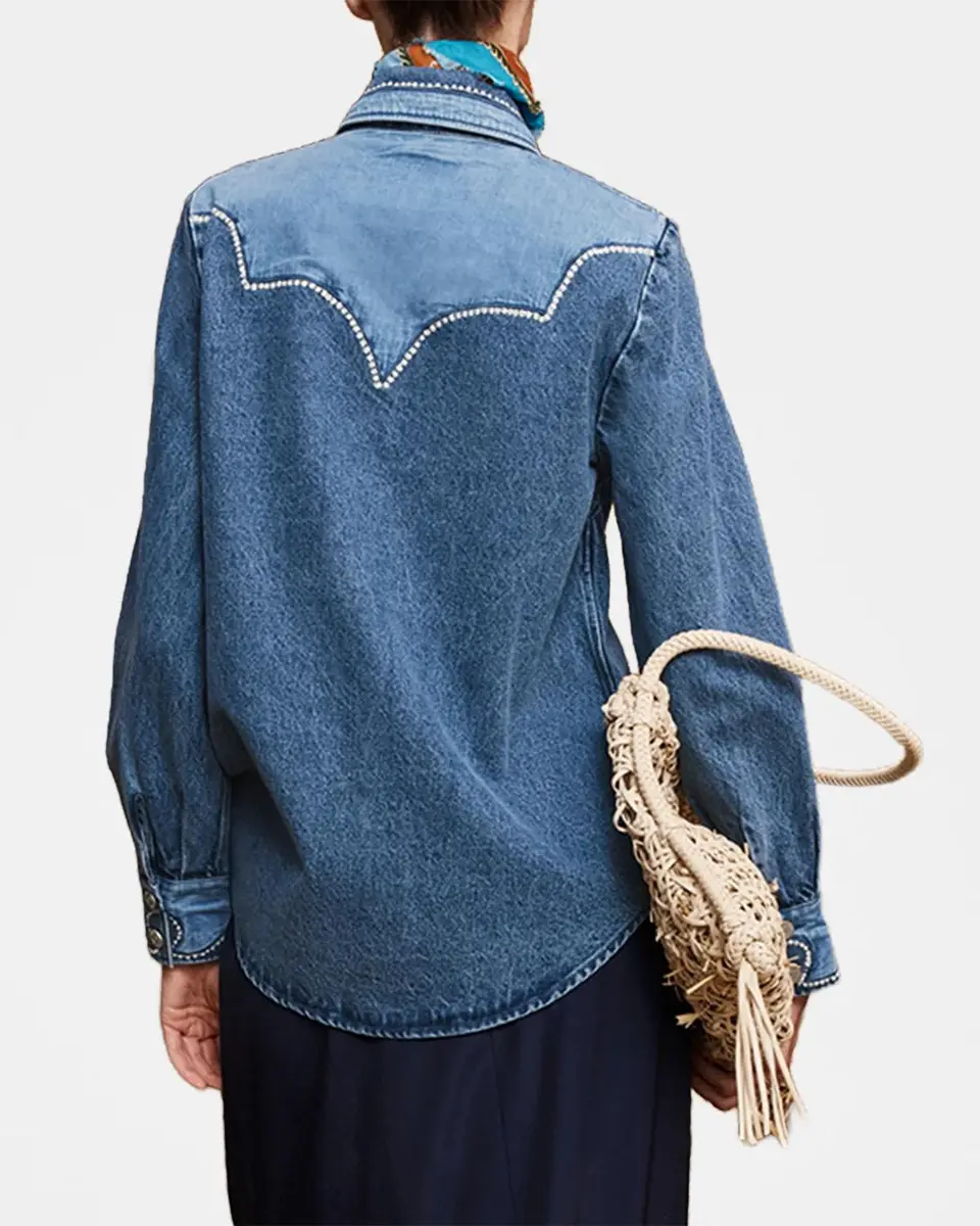 ALÉMAIS Jesse Embroidered Denim Western Shirt | Thumbnail 3