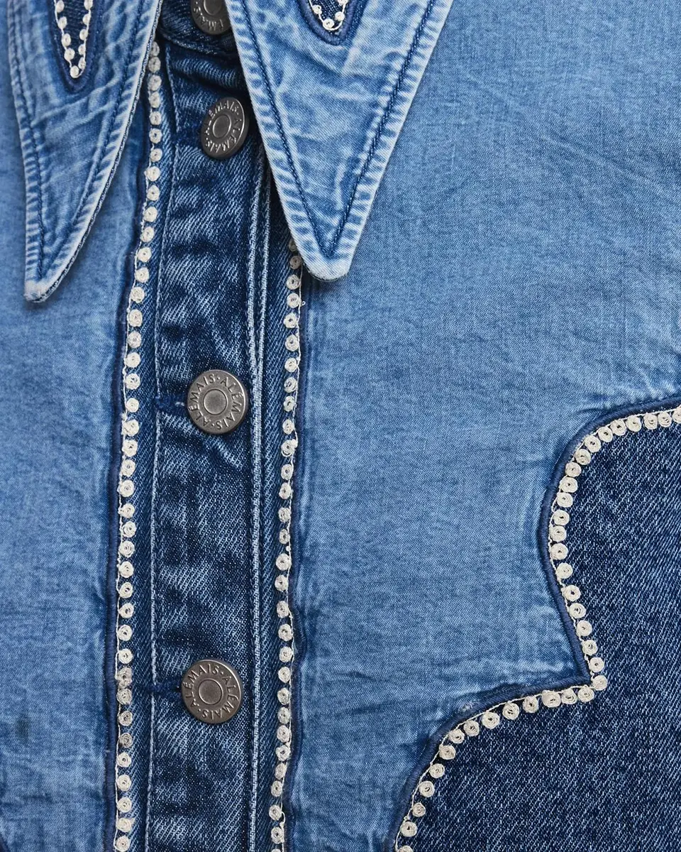 ALÉMAIS Jesse Embroidered Denim Western Shirt | Thumbnail 4