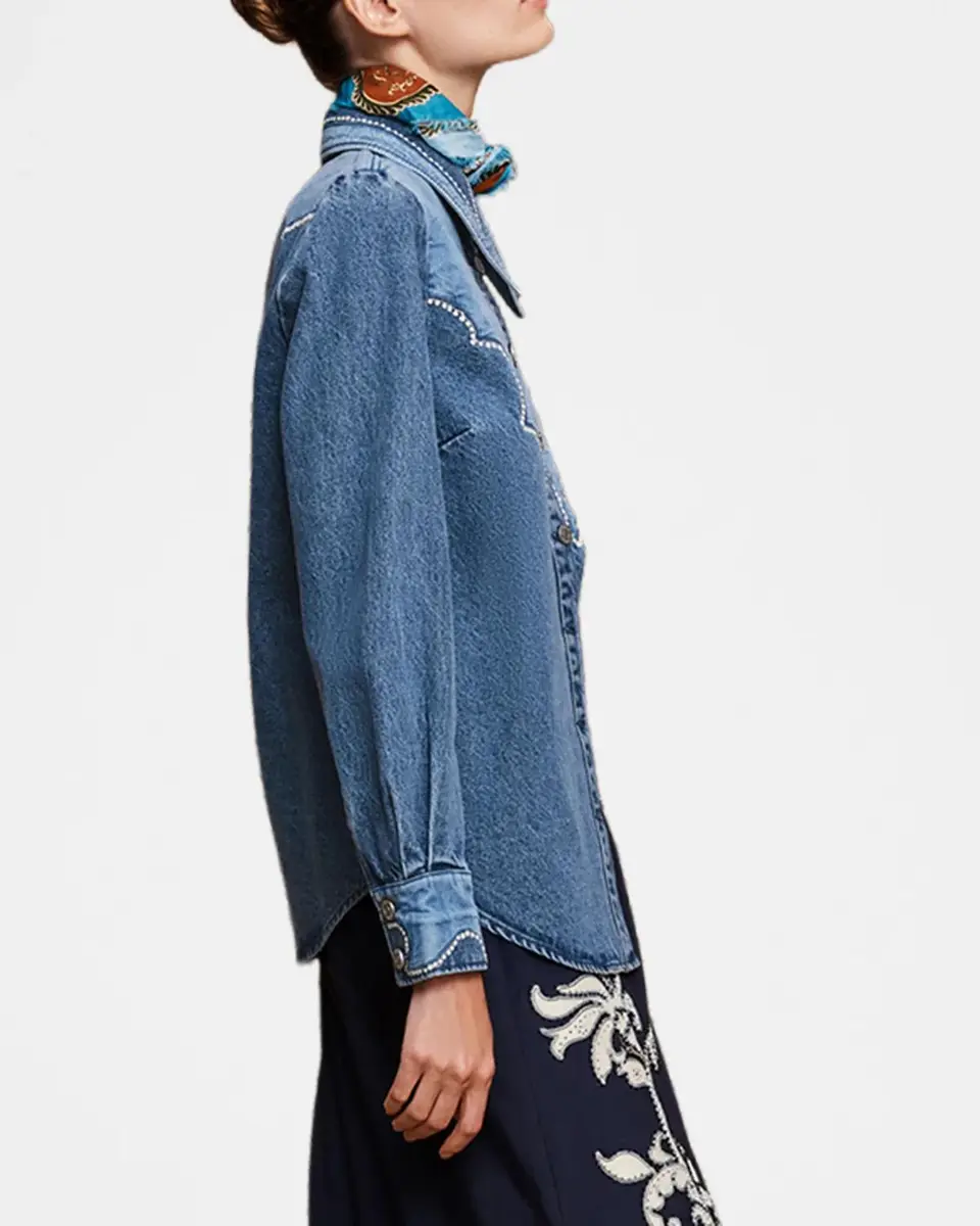 ALÉMAIS Jesse Embroidered Denim Western Shirt | Thumbnail 5