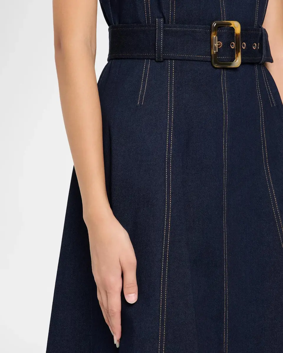 Veronica Beard Cosette Belted Denim Midi Dress | Thumbnail 5 Veronica Beard Cosette Belted Denim Midi Dress | Thumbnail 5