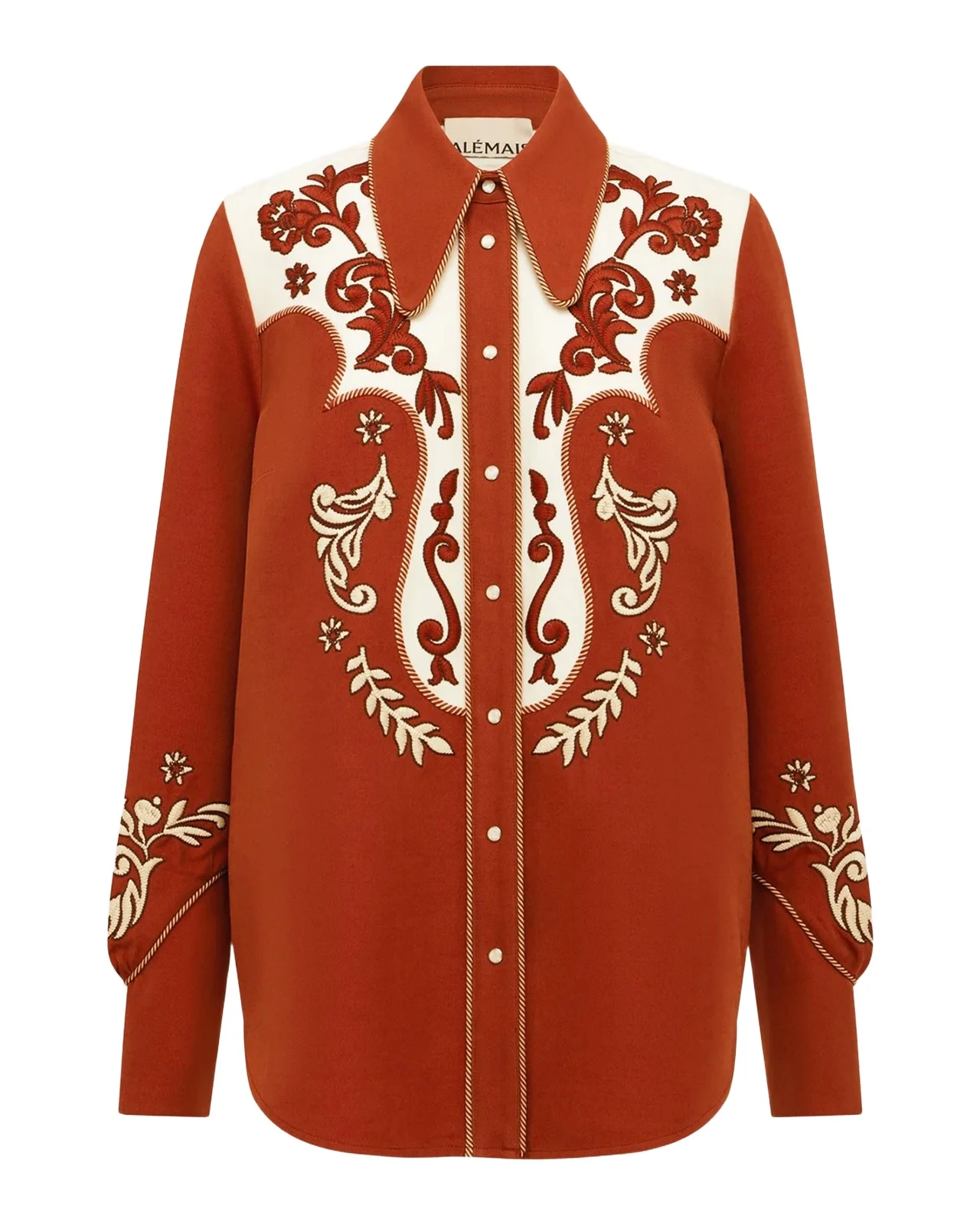 ALÉMAIS Duke Embroidered Button-Front Shirt