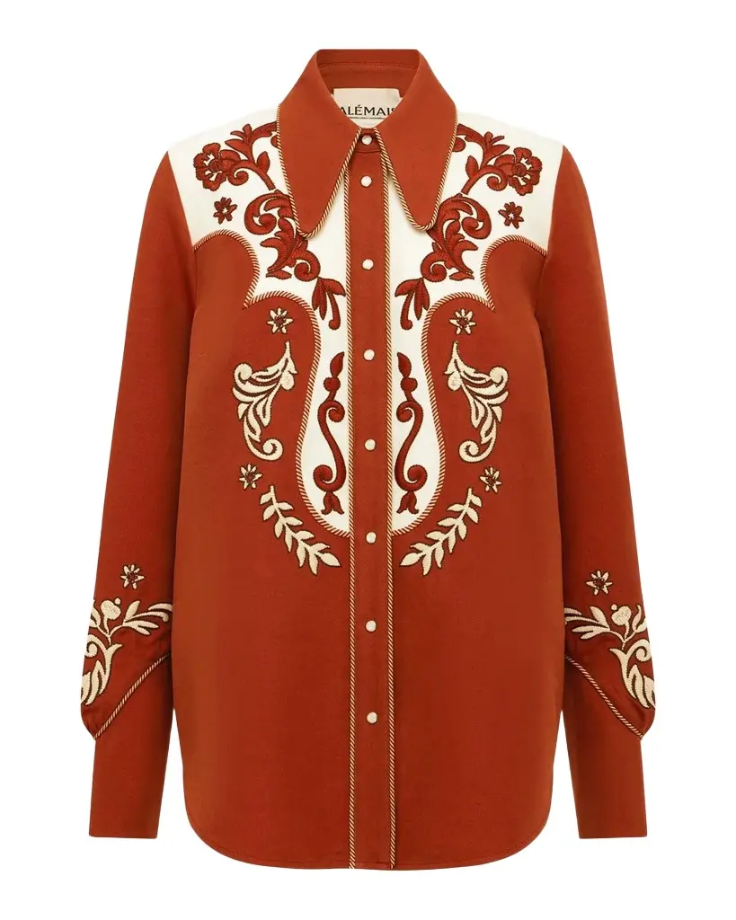 ALÉMAIS Duke Embroidered Button-Front Shirt