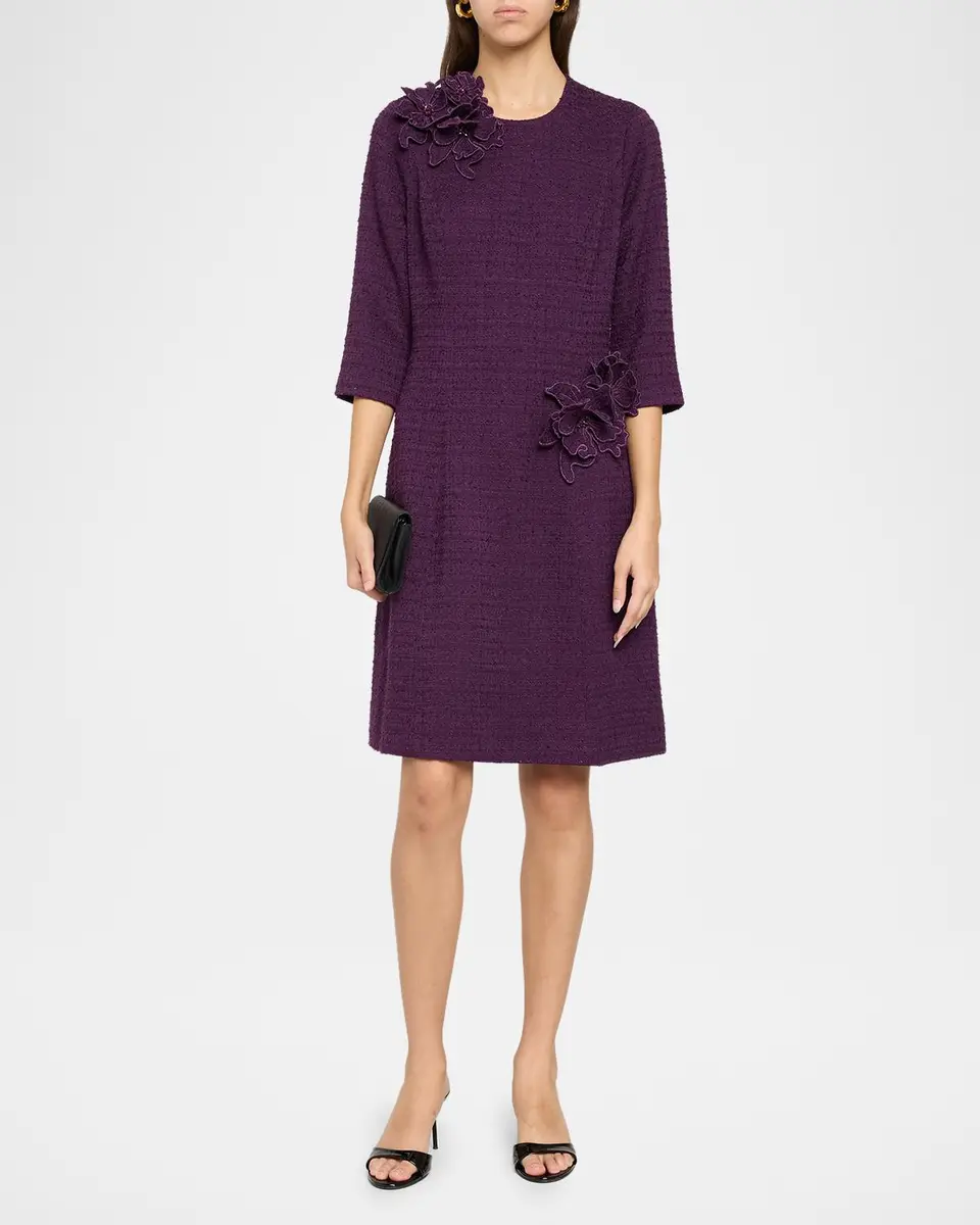 Rickie Freeman for Teri Jon Floral Applique Boucle Dress | Thumbnail 2