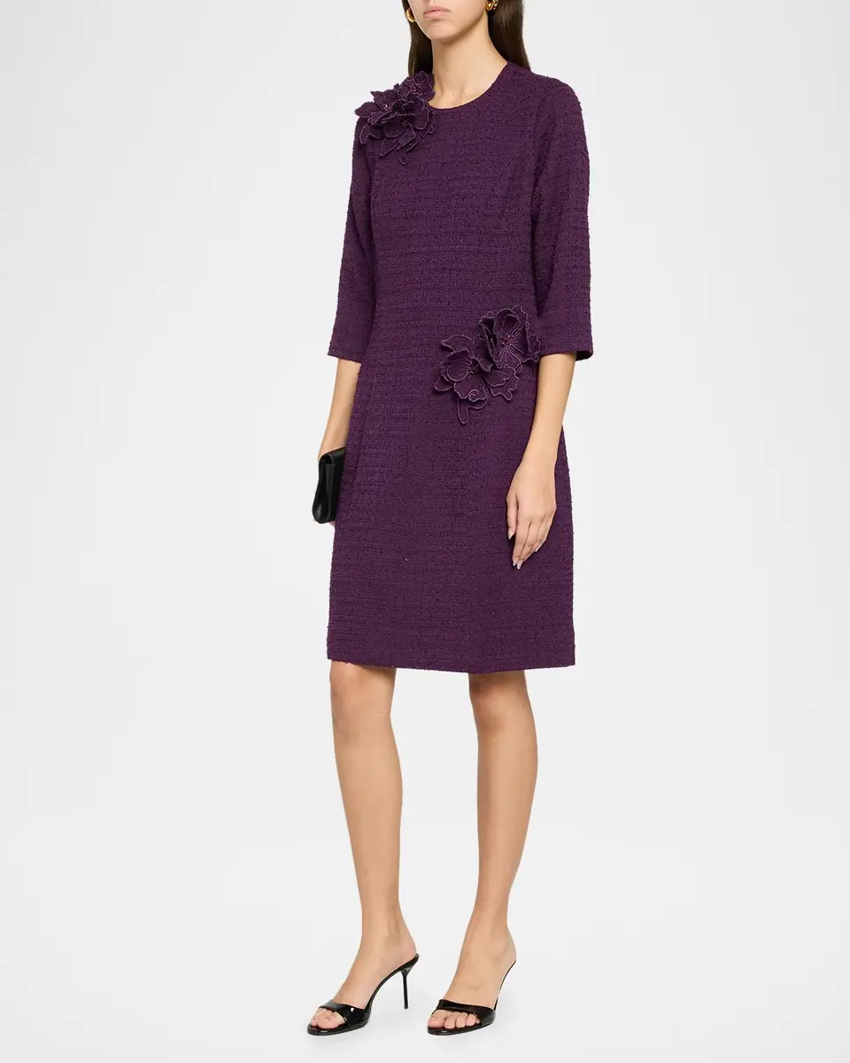 Rickie Freeman for Teri Jon Floral Applique Boucle Dress | Thumbnail 4