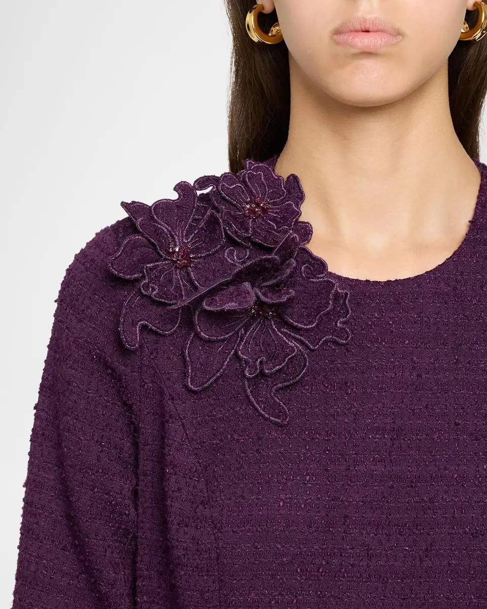 Rickie Freeman for Teri Jon Floral Applique Boucle Dress | Thumbnail 5