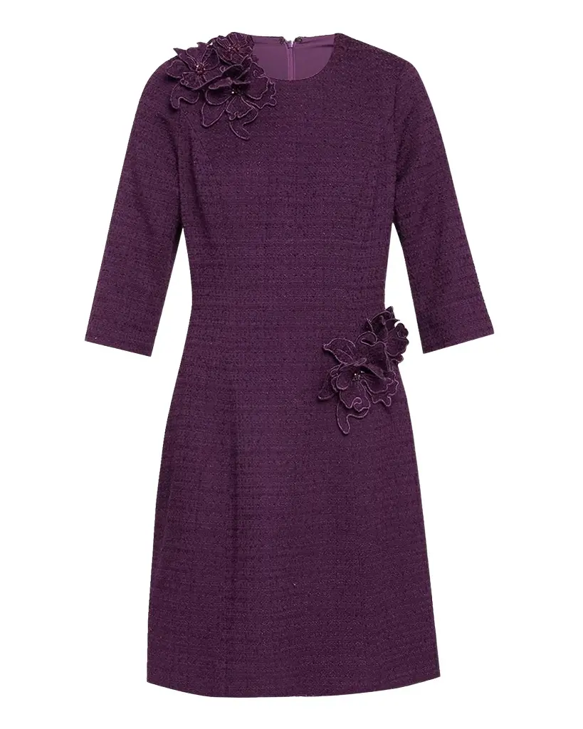 Floral Applique Boucle Dress Floral Applique Boucle Dress