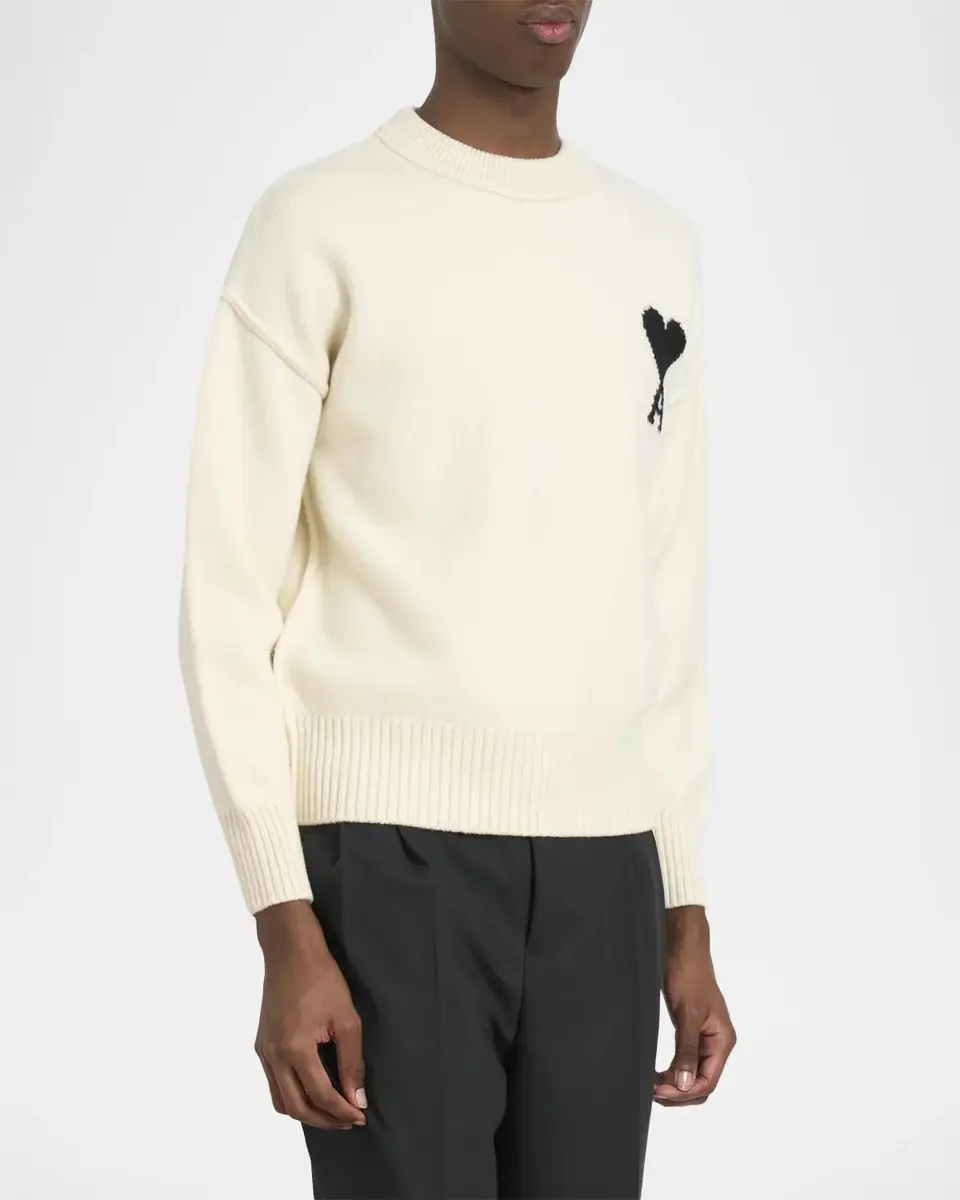AMI PARIS Men's Ami De Coeur Wool Knit Crewneck Sweater | Thumbnail 6 AMI PARIS Men's Ami De Coeur Wool Knit Crewneck Sweater | Thumbnail 6