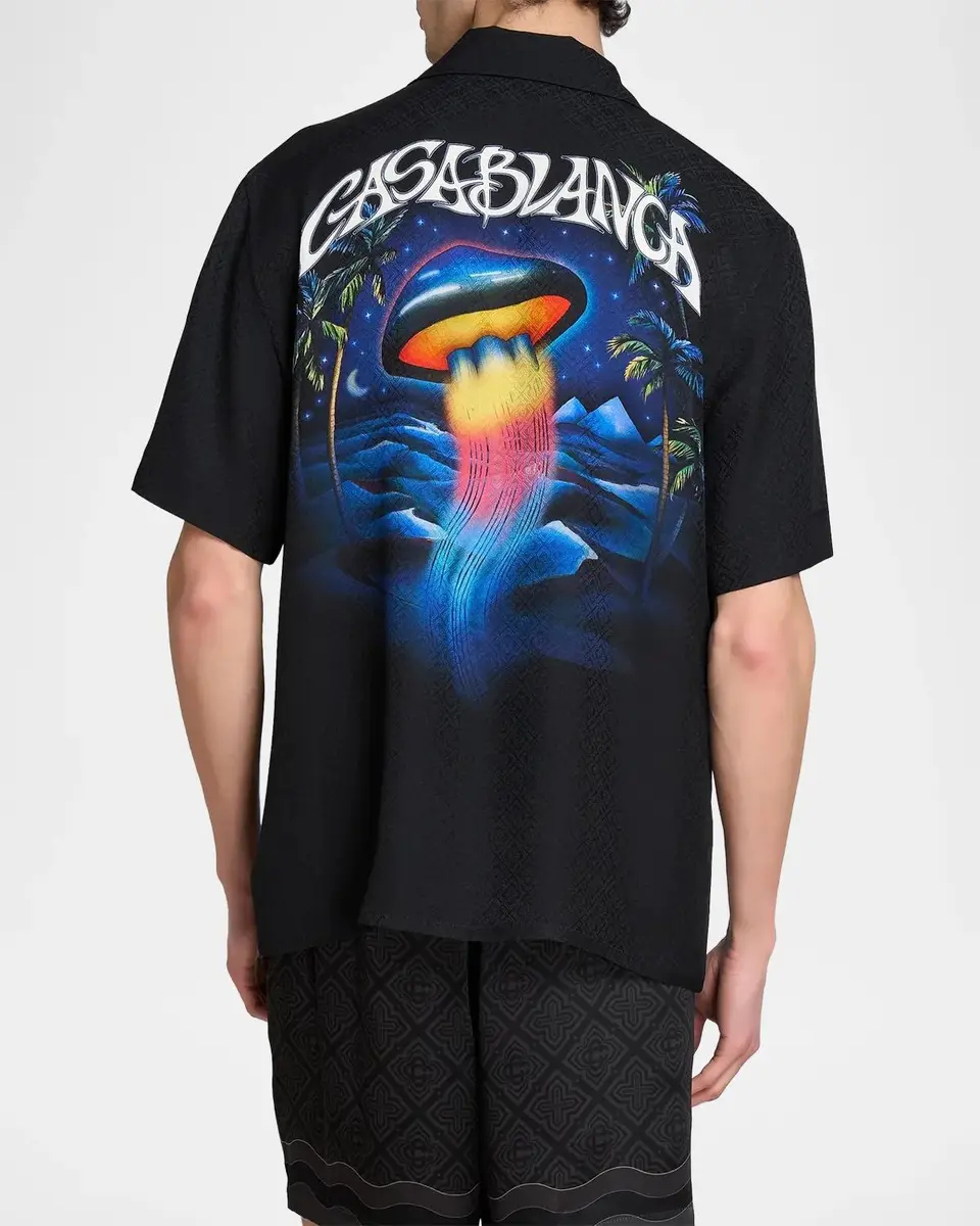Casablanca Men's Silk Short-Sleeve Camp Shirt | Thumbnail 3 Casablanca Men's Silk Short-Sleeve Camp Shirt | Thumbnail 3