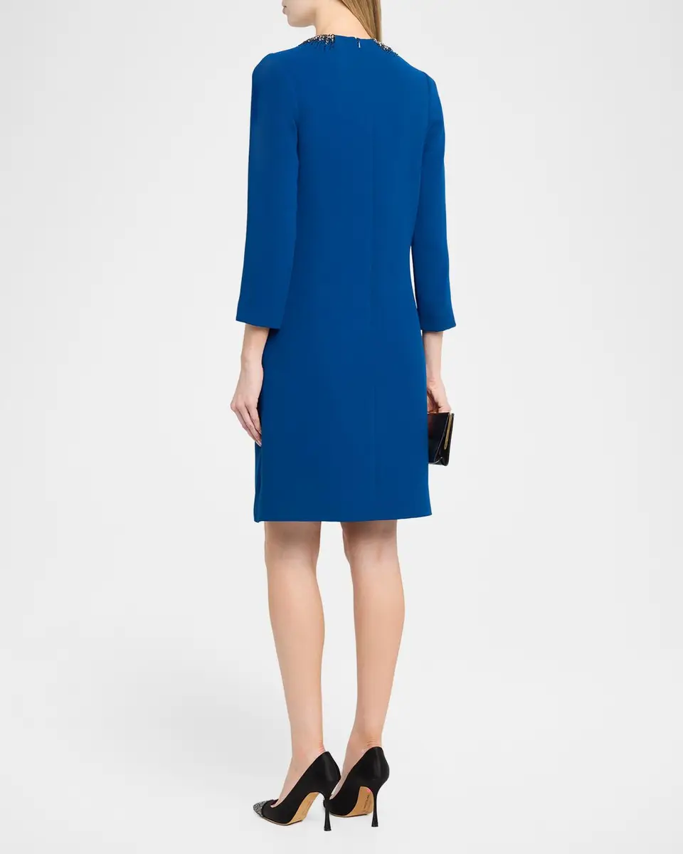 Rickie Freeman for Teri Jon Rhinestone-Trim Crepe Dress | Thumbnail 3