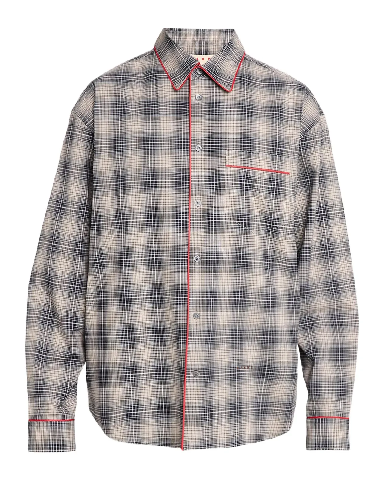 Marni Men's Piped Cotton Plaid Button-Front Shirt