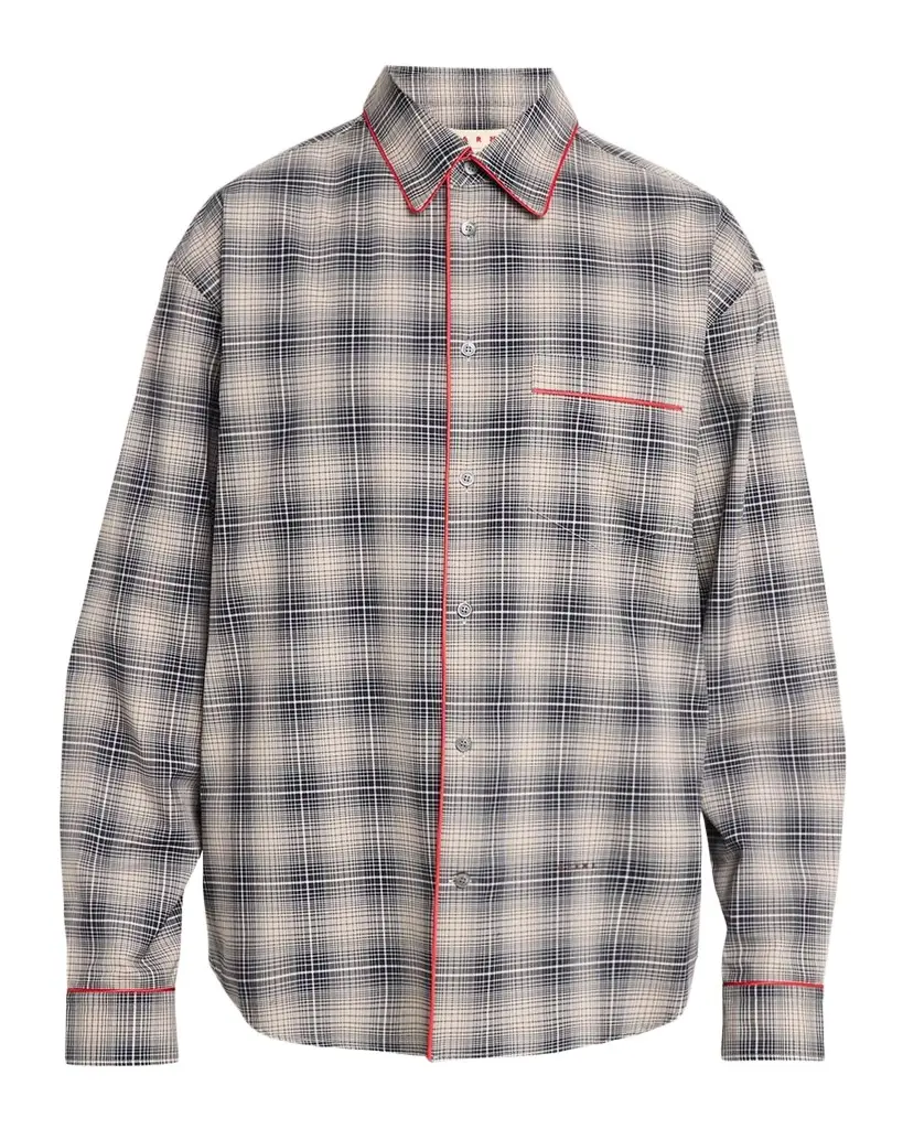 Marni Men's Piped Cotton Plaid Button-Front Shirt